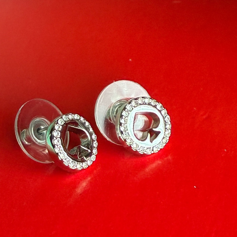 Kate Spade Silver and Crystal Spade Earrings - Picture 2 of 8